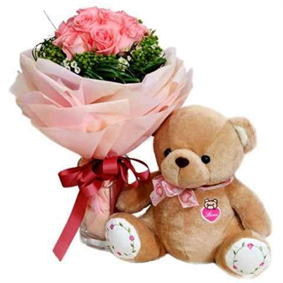 Flower with cute teddy