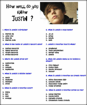 Quiz Justin Bieber's