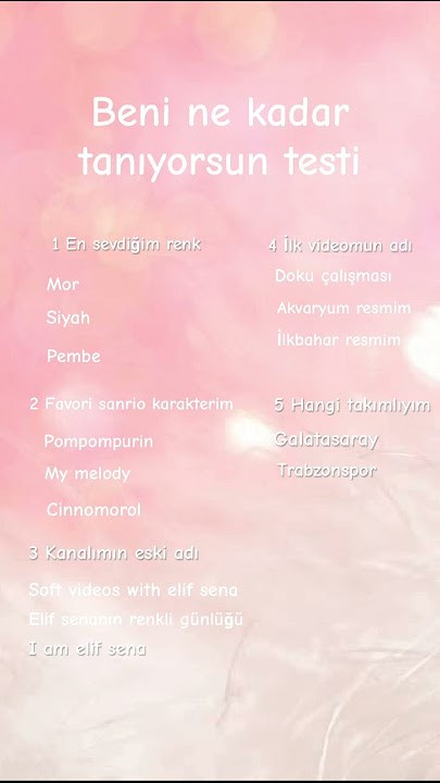 Beni ne kadar tanıyorsun